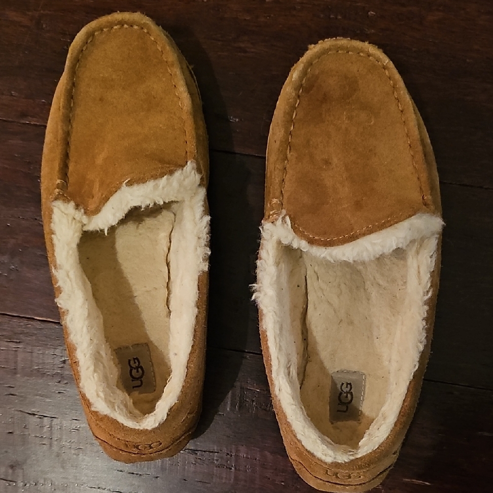 UGG Tan Suede Loafers with Plush Lining